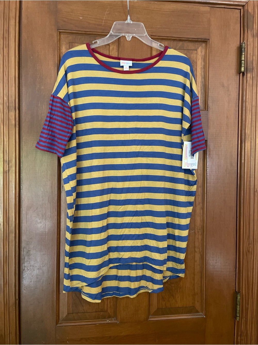 LuLaRoe Women’s Striped‎ Irma Tunic, Yellow, Blue, and Red, NWT, Size XS